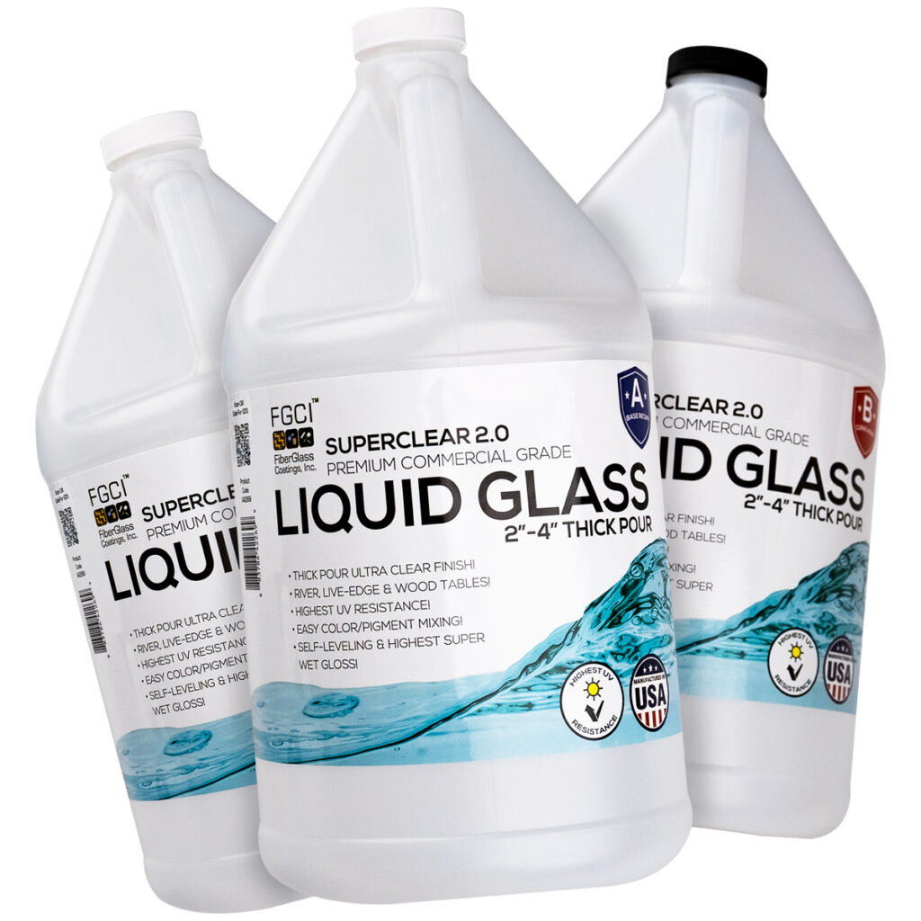 Liquid Glass Deep Pour Epoxy 21 Up to 2"4" Thick Per Pour FGCI