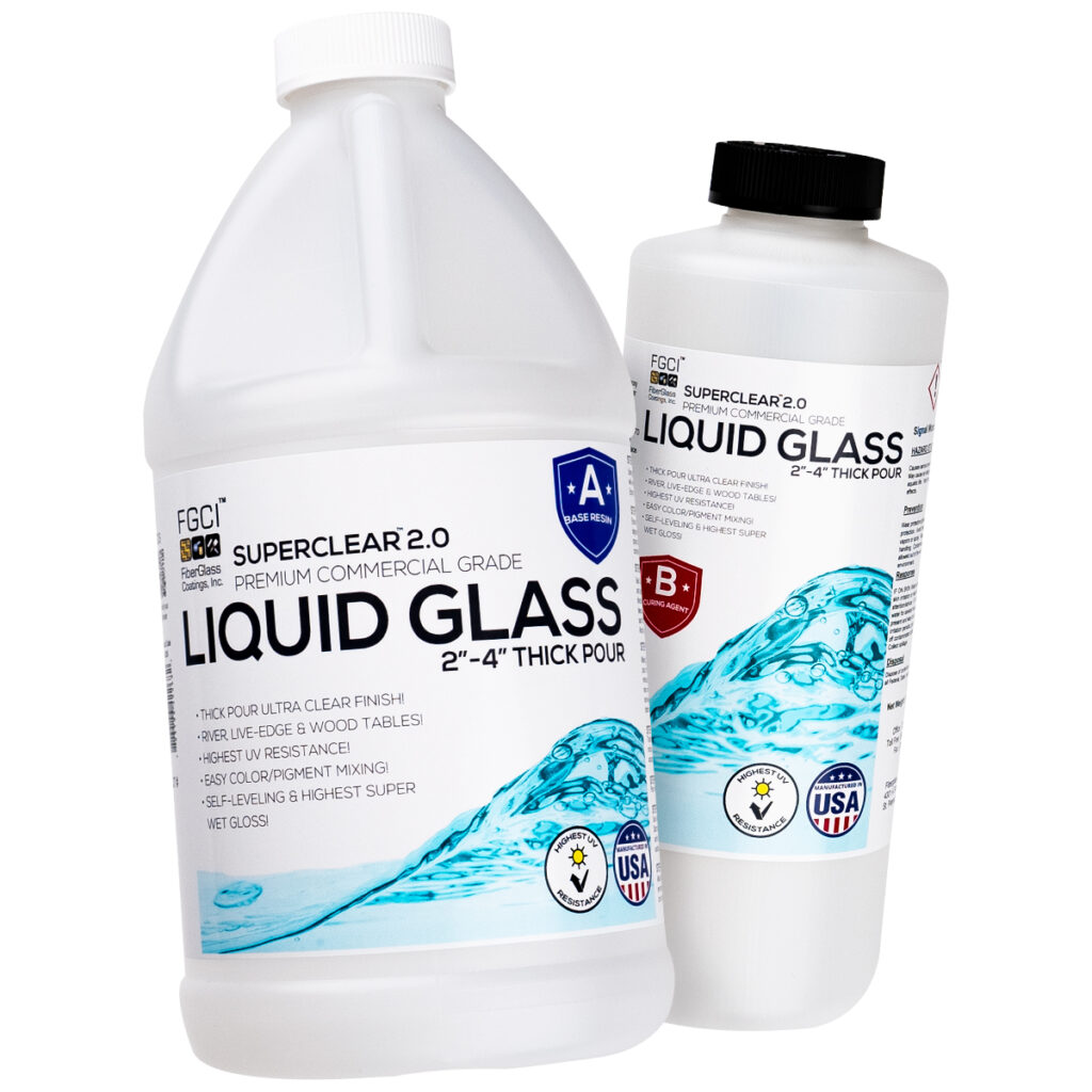 Liquid Glass Deep Pour Epoxy 21 Up to 2"4" Thick Per Pour FGCI