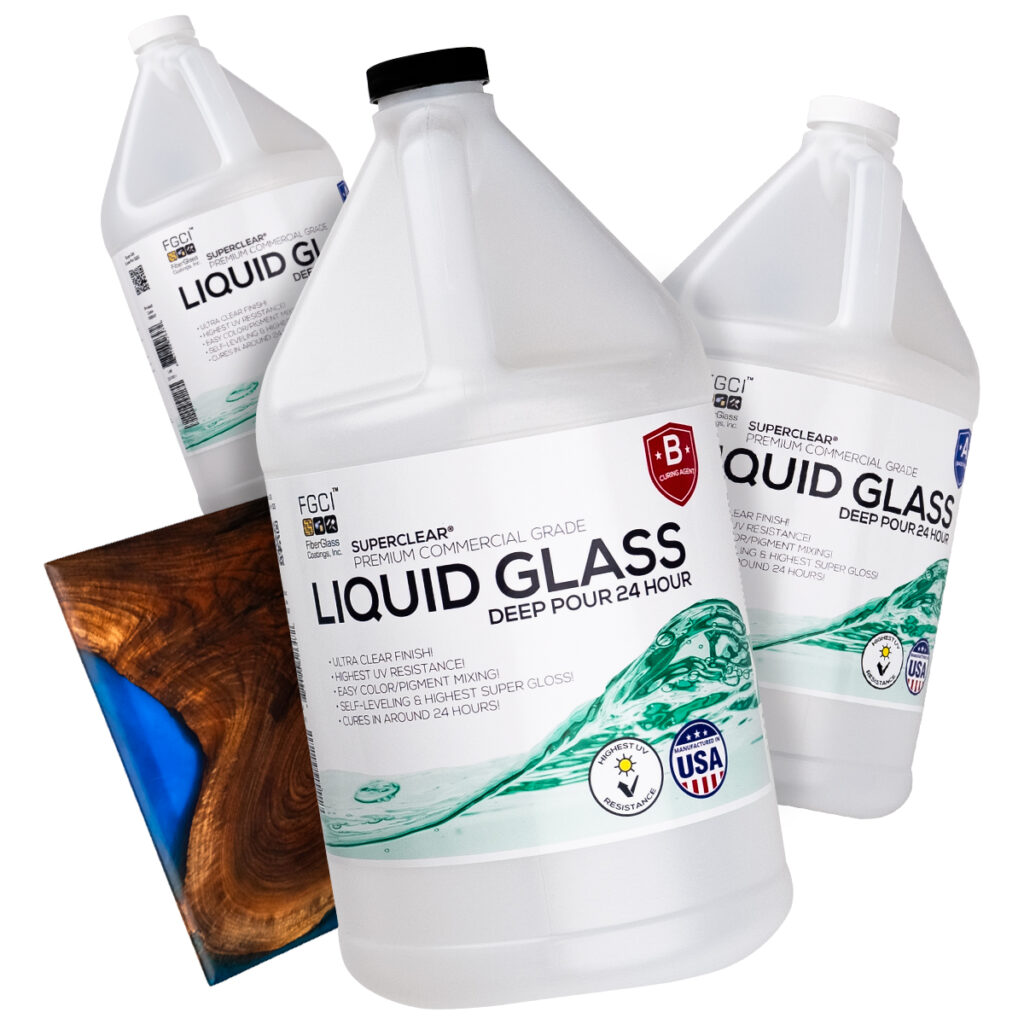 Liquid Glass Deep Pour 24 Hour Cure Epoxy 21 Up to 1" Thick FGCI